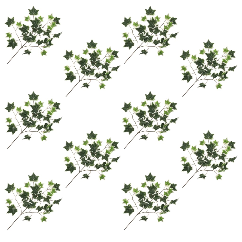 vidaXL Frunze artificiale de iederă, 10 buc., verde și alb, 70 cm vidaXL