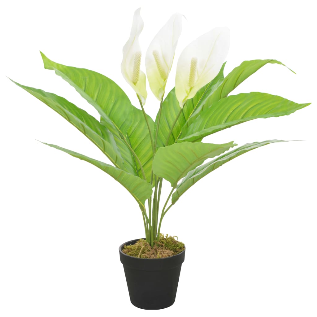 vidaXL Plantă artificială Anthurium cu ghiveci, alb, 55 cm imagine vidaxl.ro