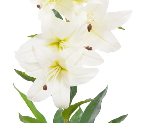 vidaXL Artificial Plant Lily with Pot White 65 cm