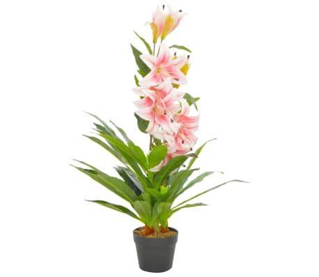 Détails Sur Vidaxl Plante Artificielle Lys Avec Pot Rose Fleur Bureau Maison Intérieur