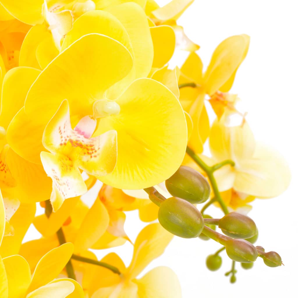 vidaXL Umetna rastlina orhideja z loncem rumena 60 cm