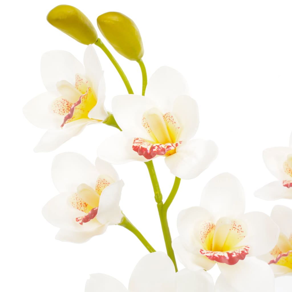 vidaXL Planta orquídea artificial com vaso 90 cm branco