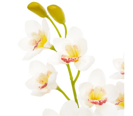 vidaXL Planta orquídea artificial com vaso 90 cm branco
