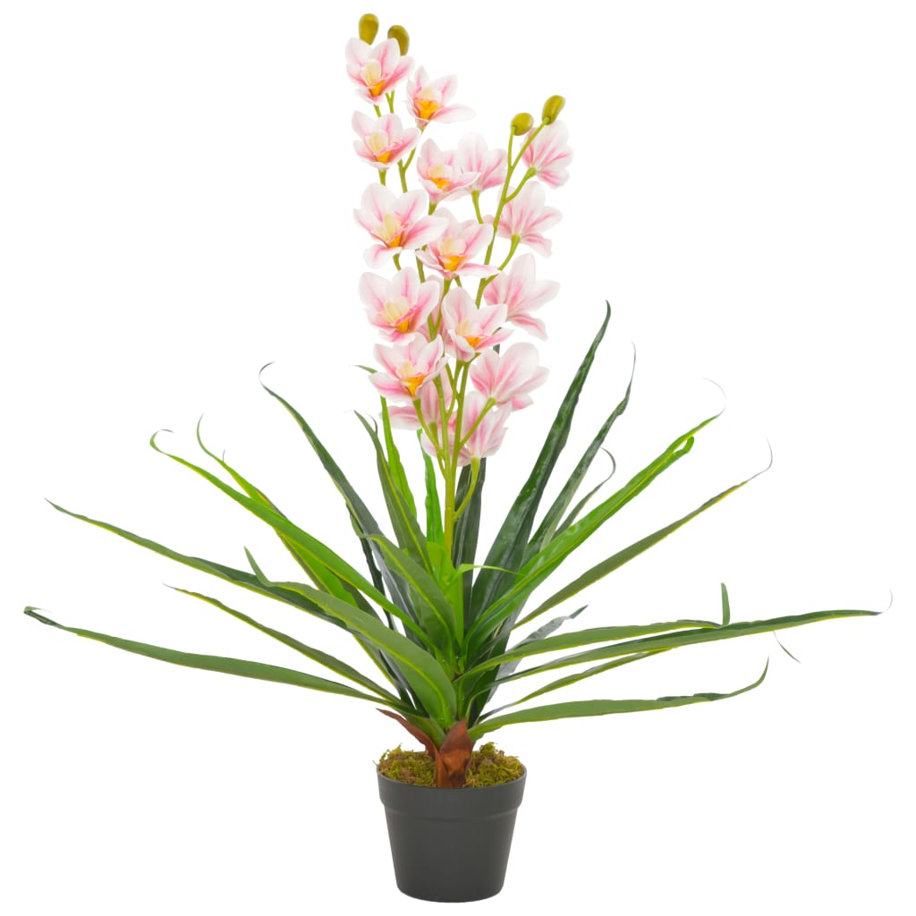vidaXL Plantă artificială orhidee cu ghiveci, roz, 90 cm vidaXL