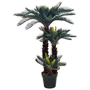 vidaXL kunsttaim sago palm lillepotiga, roheline, 125 cm