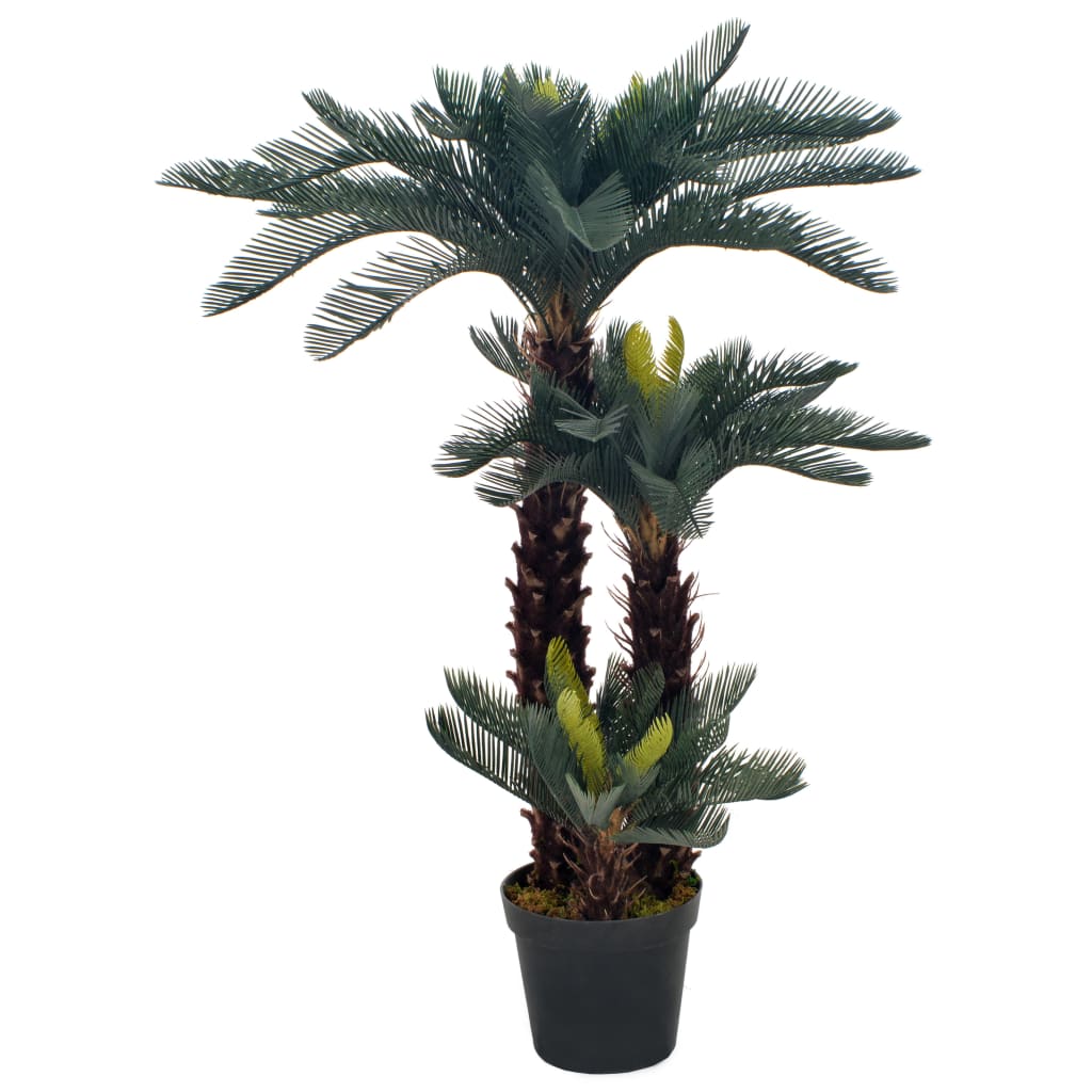vidaXL Plantă artificială palmier cycas cu ghiveci, verde, 125 cm vidaXL