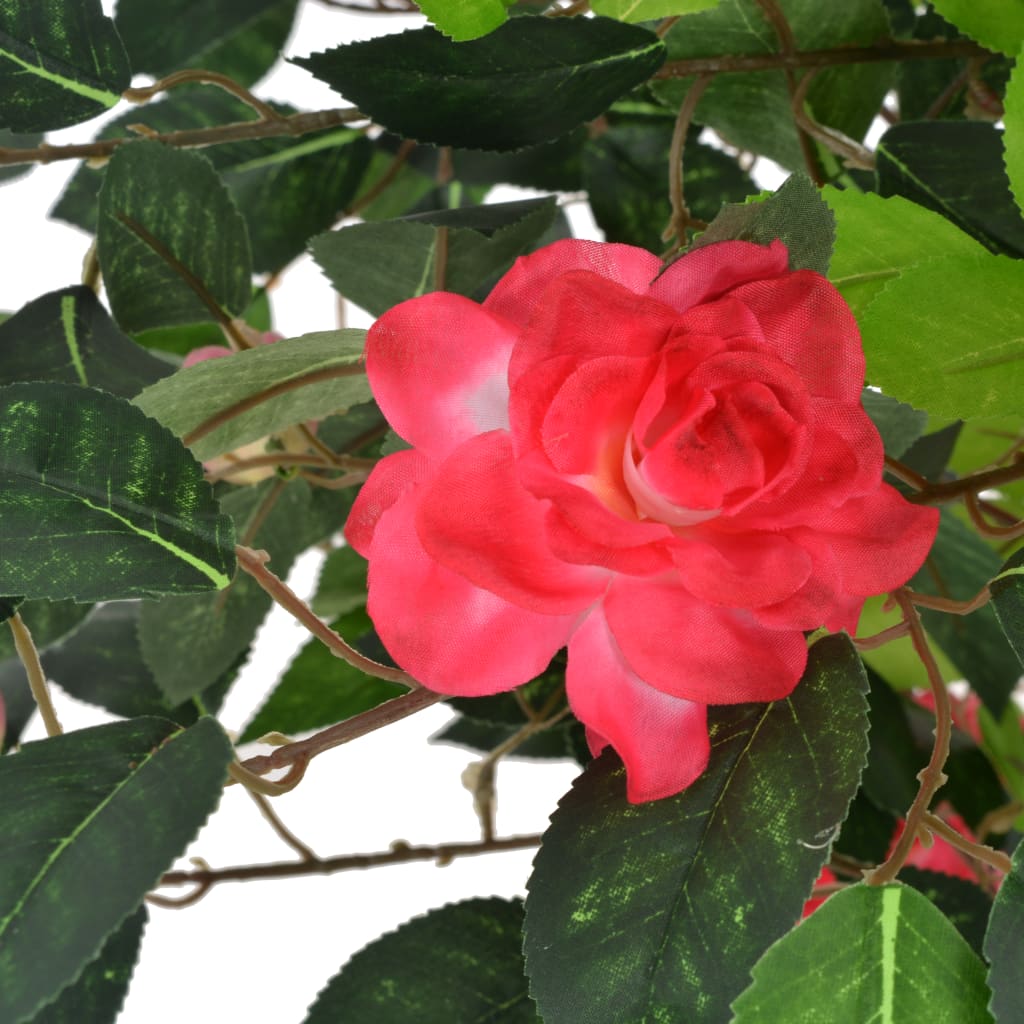 vidaXL Planta artificial camelia con macetero 125 cm verde