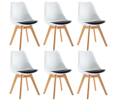 vidaXL Chaises de salle à manger 6 pcs Blanc et noir Similicuir vidaXL Chaises de salle à manger 6 pcs Blanc et noir Similicuir