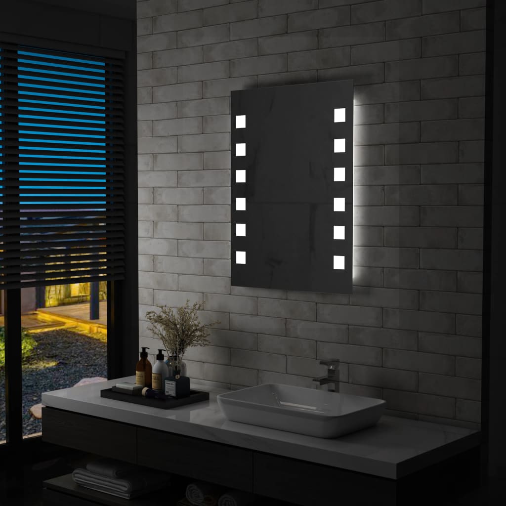 vidaXL Badezimmer-Wandspiegel mit LEDs 60x80 cm