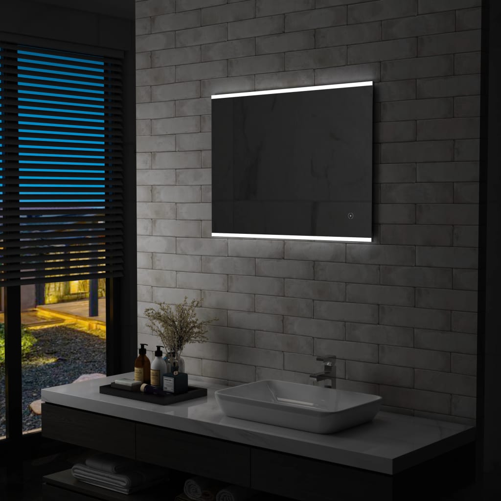 Poza vidaXL Oglinda cu LED de perete de baie cu senzor tactil, 80 x 60 cm