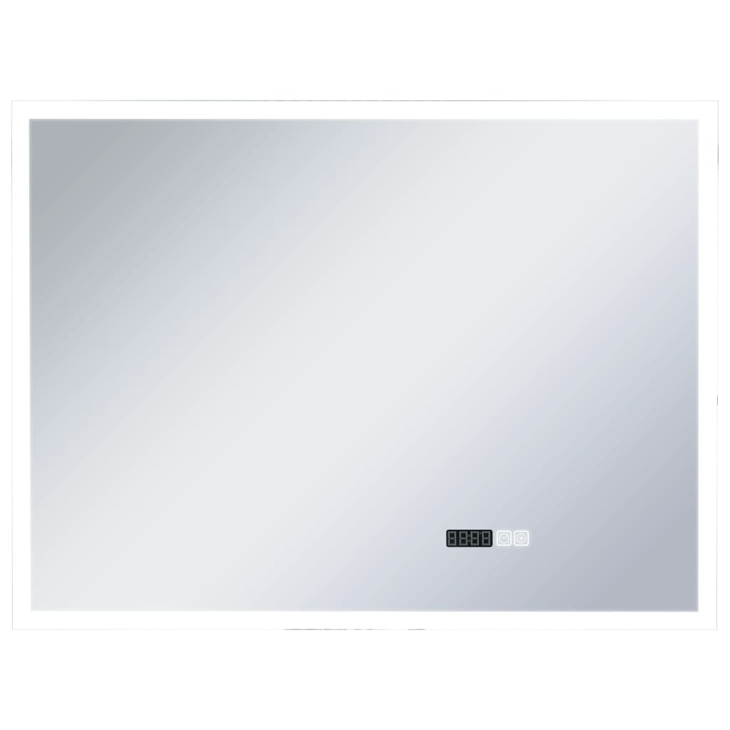 vidaXL Koupelnové LED zrcadlo dotykový senzor zobrazení času 80x60 cm