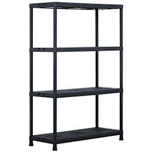 Stojalo s policami plastika 220 kg 90x40x138 cm črno
