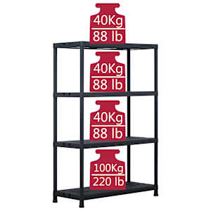 Skladový regál černý 220 kg 90 x 40 x 138 cm plastový - obrázek 6