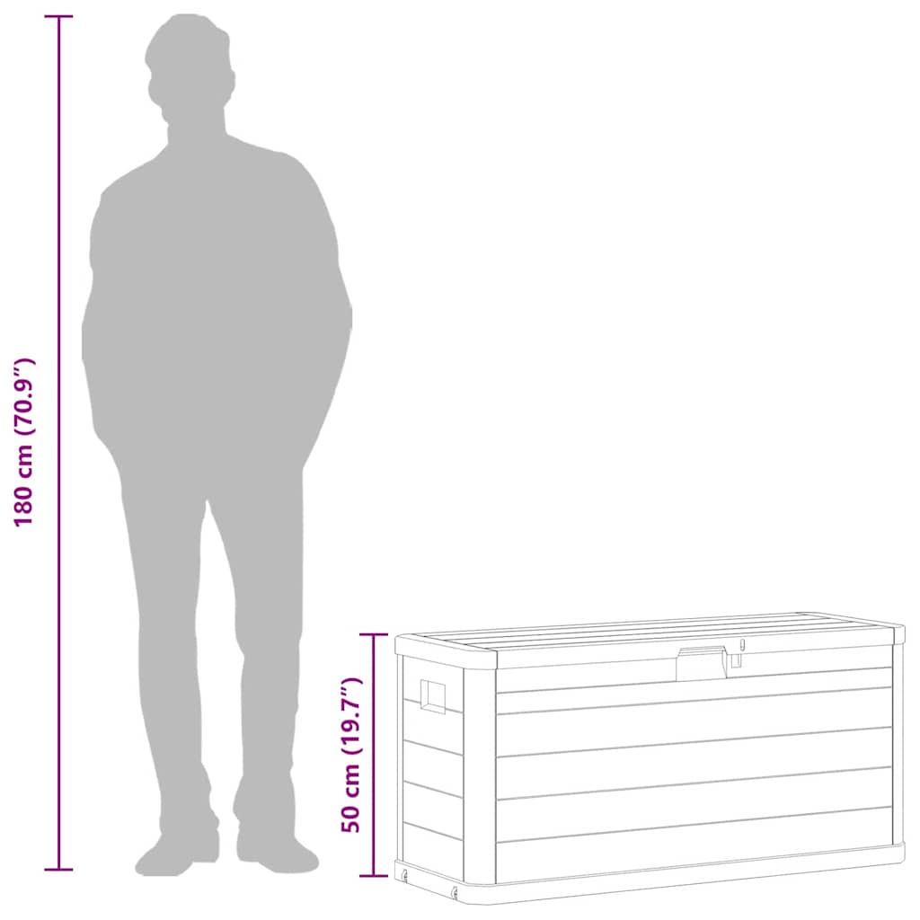 Zahradní úložný box 280 l hnědý - obrázek 14