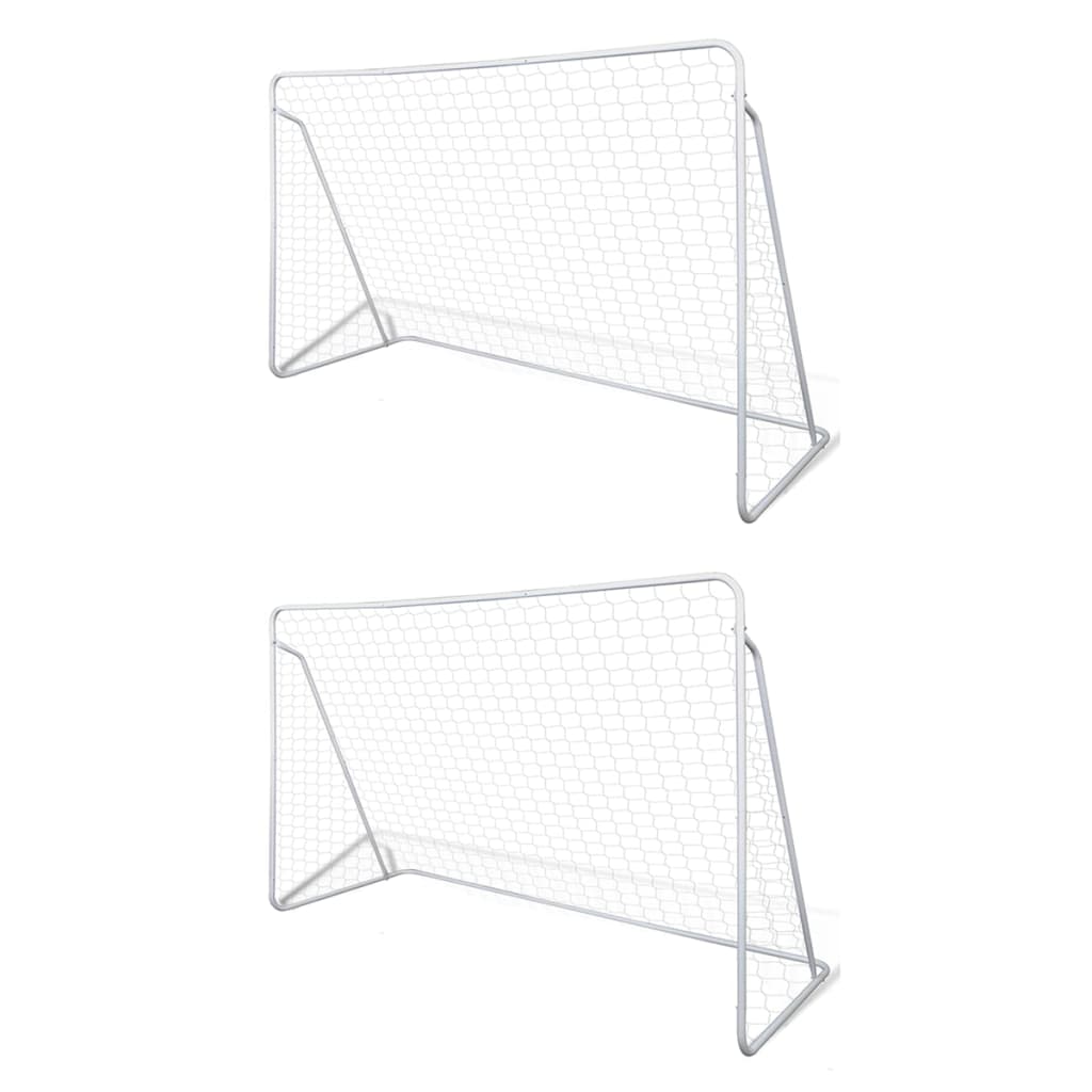 vidaXL Porți de fotbal cu plasă, 2 buc, 240 x 90 x 150 cm, oțel vidaXL