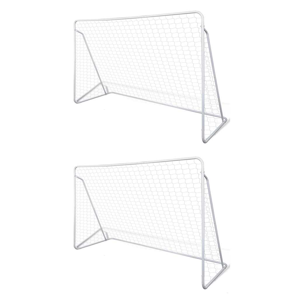 vidaXL Fußball-Tornetze 2 Stück 240 x 90 x 150 cm Stahl