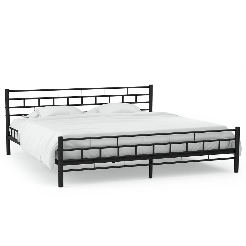 VidaXL - vidaXL Bedframe met twee nachtkastjes metaal zwart 140x200 cm