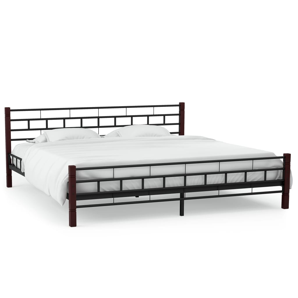 VidaXL - vidaXL Bedframe met twee nachtkastjes metaal zwart 140x200 cm