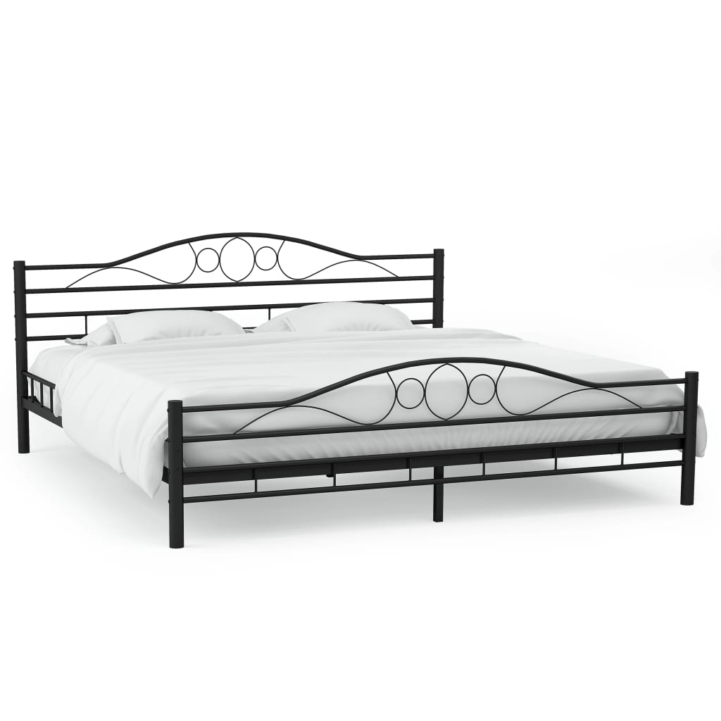 vidaXL Bedframe met twee nachtkastjes metaal zwart 140x200 cm