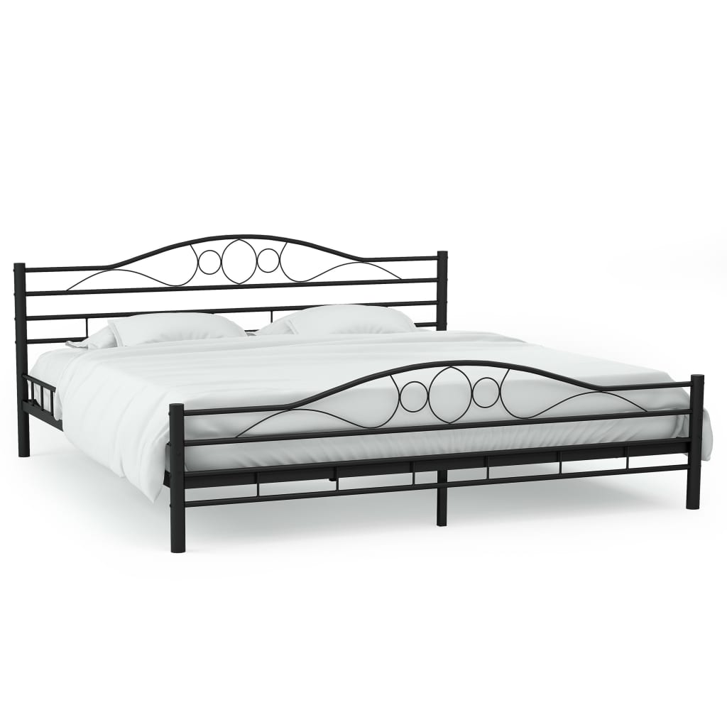 vidaXL Bedframe met twee nachtkastjes metaal zwart 160x200 cm