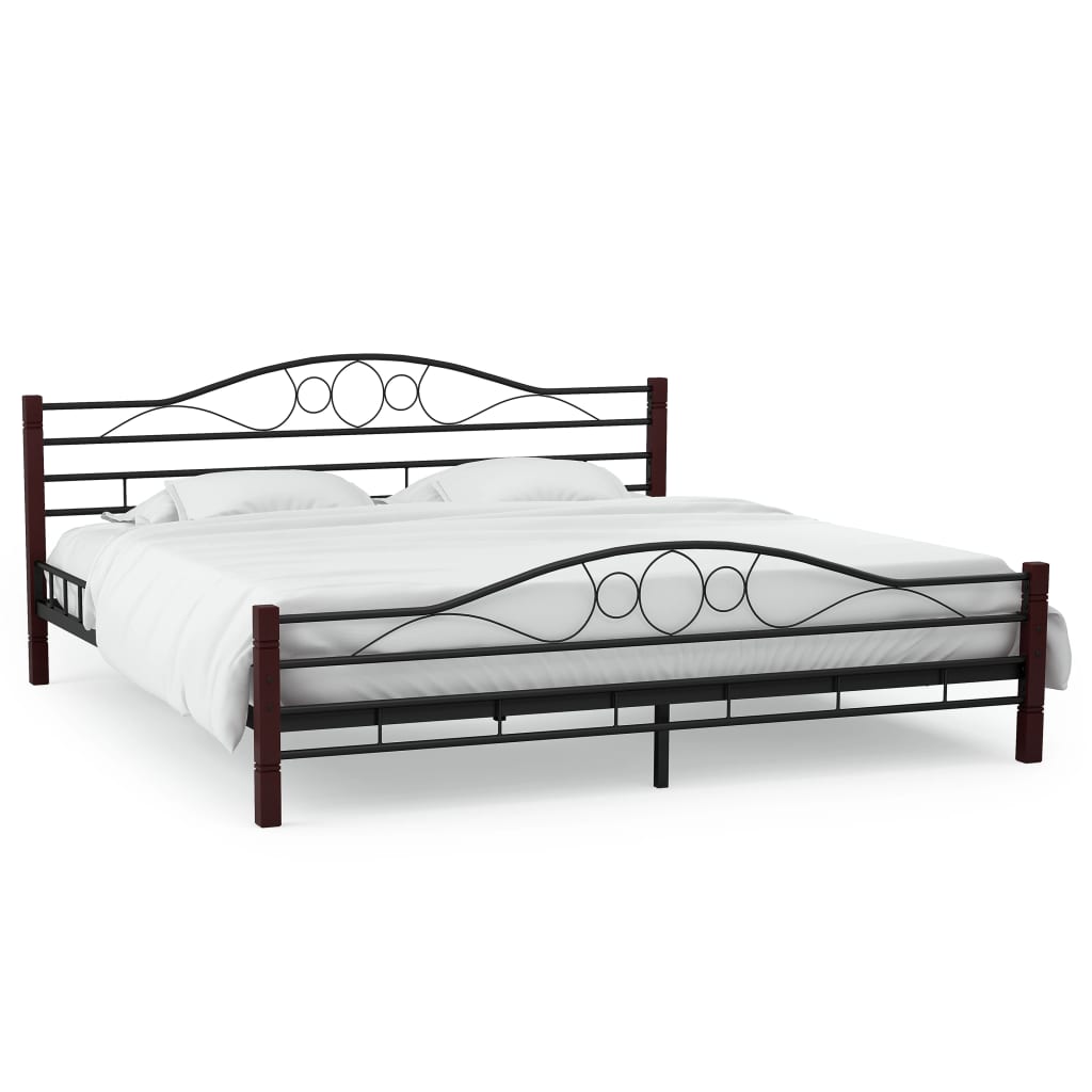 vidaXL Bedframe met twee nachtkastjes metaal zwart 140x200 cm