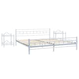 vidaXL Rám postele s 2 nočními stolky bílý 140 x 200 cm kovový