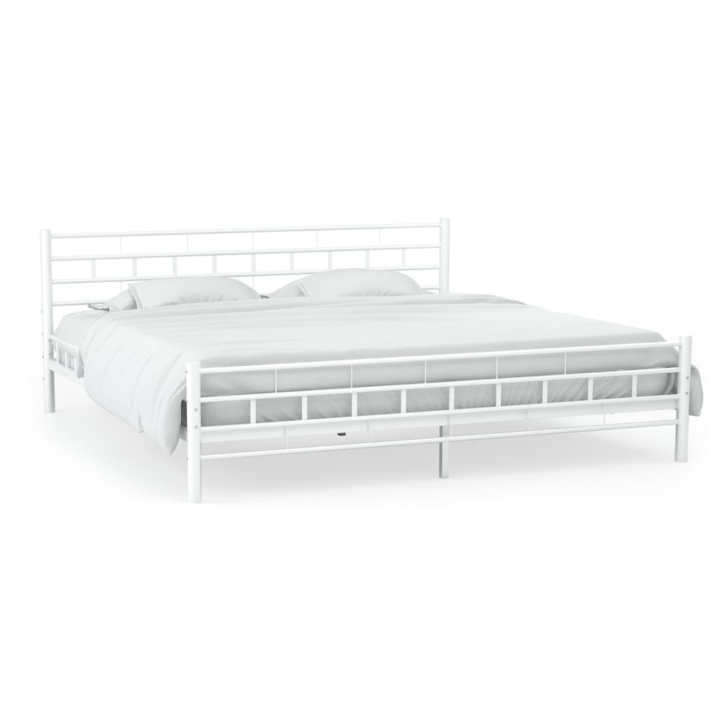 

vidaXL Bedframe met twee nachtkastjes metaal wit 140x200 cm