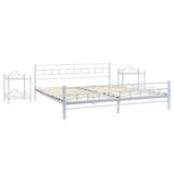 vidaXL Bed Frame with 2 Nightstands White Metal 160x200 cm