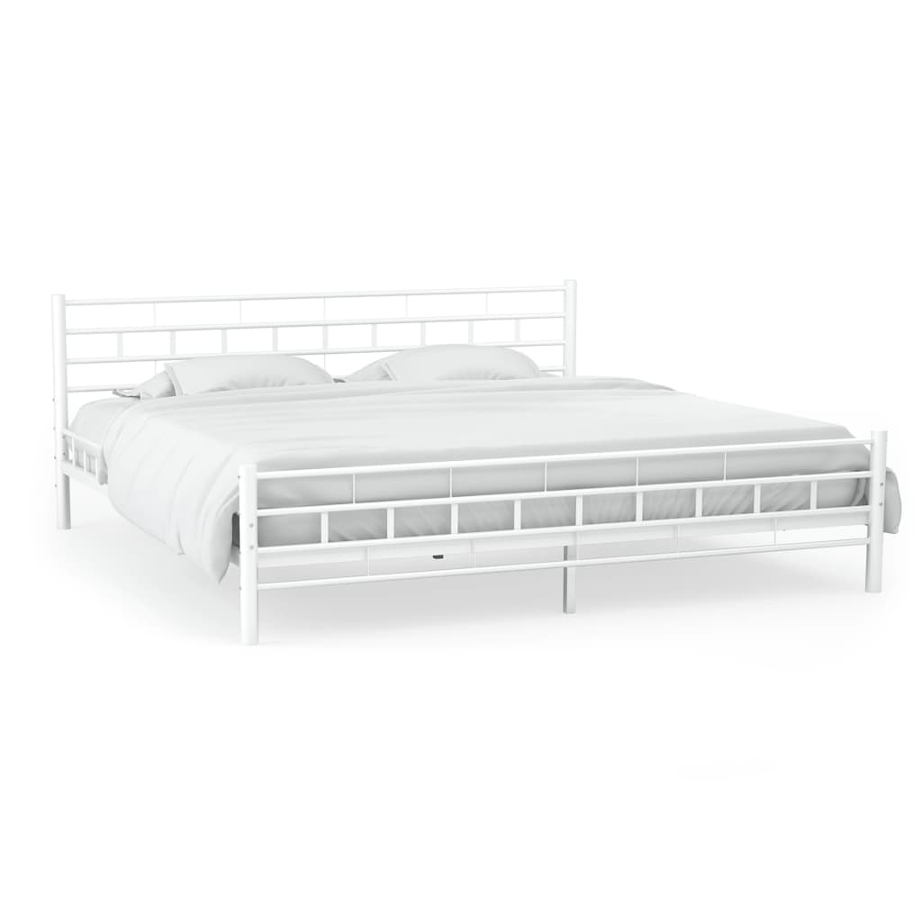 

vidaXL Bedframe met twee nachtkastjes metaal wit 160x200 cm