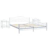vidaXL Rám postele s 2 nočními stolky bílý 160 x 200 cm kovový