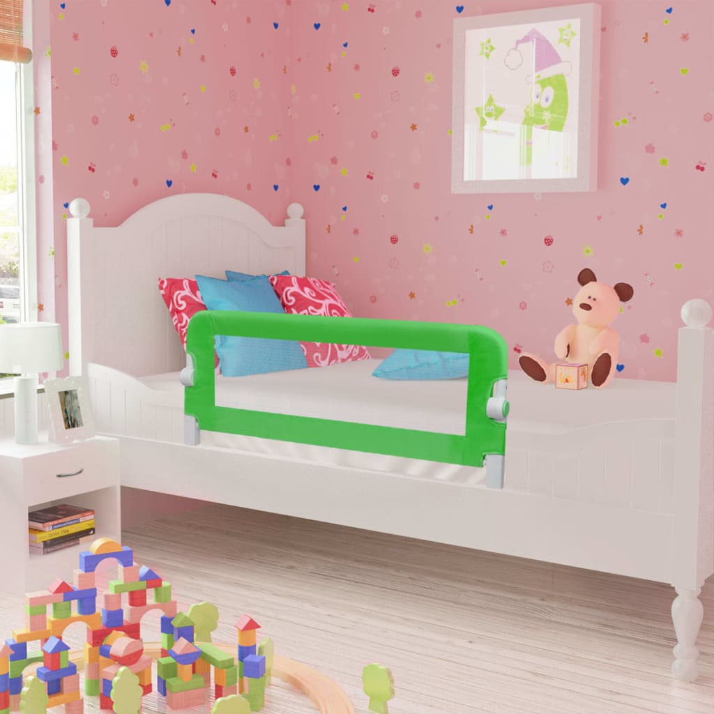 vidaXL Balustradă de pat protecție copii, 2 buc., verde, 102 x 42 cm imagine vidaxl.ro