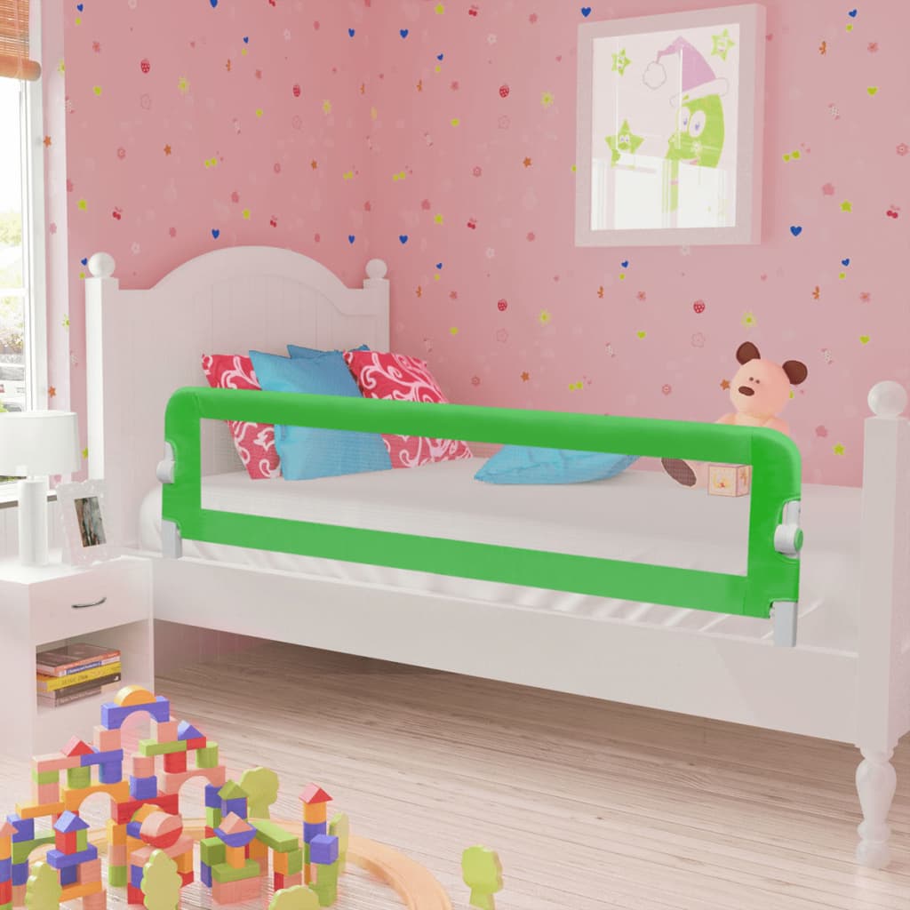 Balustrada de pat protectie copii 2 buc verde 150 x 42 cm
