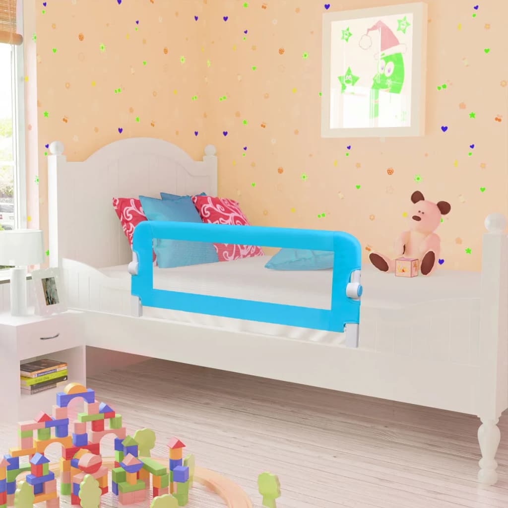 vidaXL Balustradă de pat protecție copii, 2 buc, albastru, 102 x 42 cm vidaxl.ro