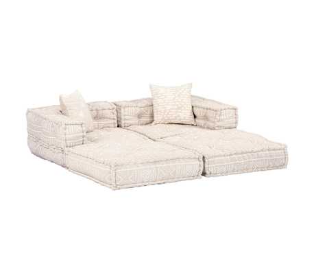 vidaXL Canapea puf modulară cu 2 locuri, bej, material textil