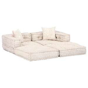 vidaXL Canapea puf modulară cu 2 locuri, bej, material textil
