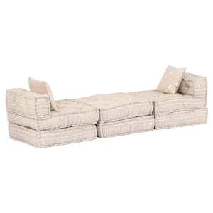 3místný modulární pouf béžový textil - obrázek 3