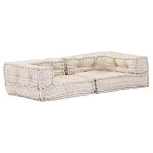 vidaXL Dvivietis modulinis pufas, smėlio spalvos, audinys