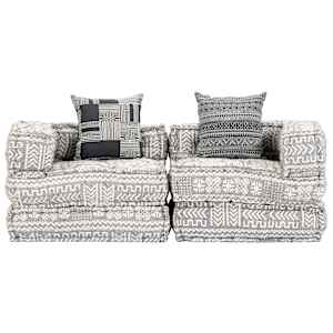 2místný modulární pouf světle šedý textil - obrázek 2
