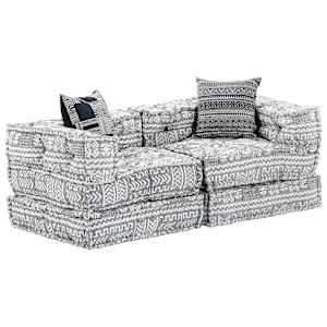 2místný modulární pouf světle šedý textil - obrázek 5