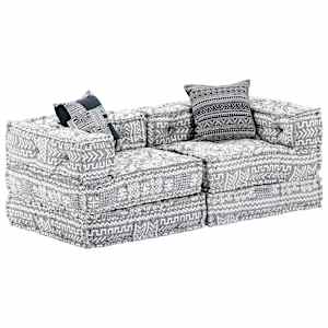 2místný modulární pouf světle šedý textil - obrázek 6
