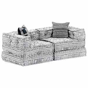 2místný modulární pouf světle šedý textil - obrázek 7