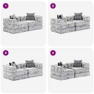 2místný modulární pouf světle šedý textil - obrázek 9