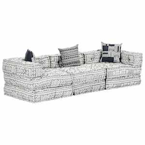 3místný modulární pouf světle šedý textil - obrázek 5