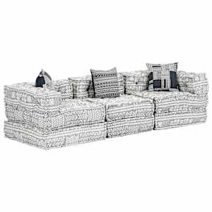 3místný modulární pouf světle šedý textil - obrázek 8