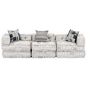 vidaXL Trivietis modulinis pufas, &scaron;viesiai pilkos spalvos, audinys