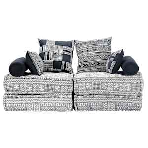 vidaXL Dvivietis modulinis pufas, šviesiai pilkos spalvos, audinys