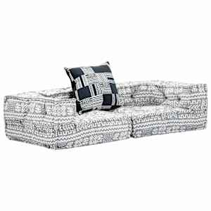 2místný modulární pouf světle šedý textil - obrázek 6