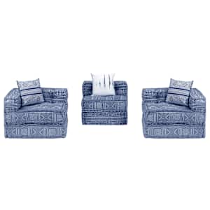3místný modulární pouf indigo textil - obrázek 5