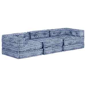 vidaXL Canapea puf modulară cu 3 locuri, indigo, material textil
