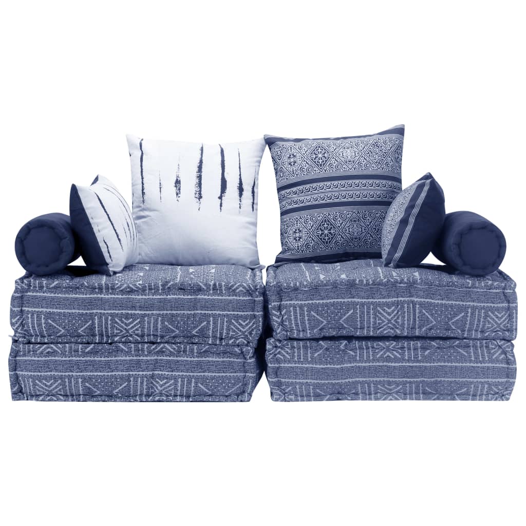 2místný modulární pouf indigo textil